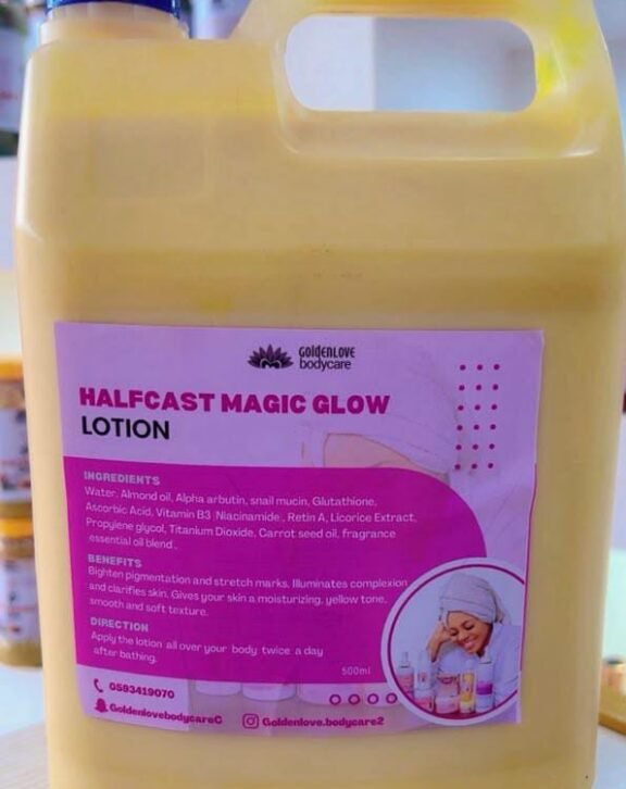 Half-cast magic glow is formulated for fairer skin tone and it treats stretch marks, pigments, dark spots and skin blemishes that left the skin discoloured and dull. The lotion is packed with some of the best skincare natural ingredients that gives a maximum satisfaction to the cleint.